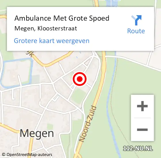 Locatie op kaart van de 112 melding: Ambulance Met Grote Spoed Naar Megen, Kloosterstraat op 28 mei 2018 00:32