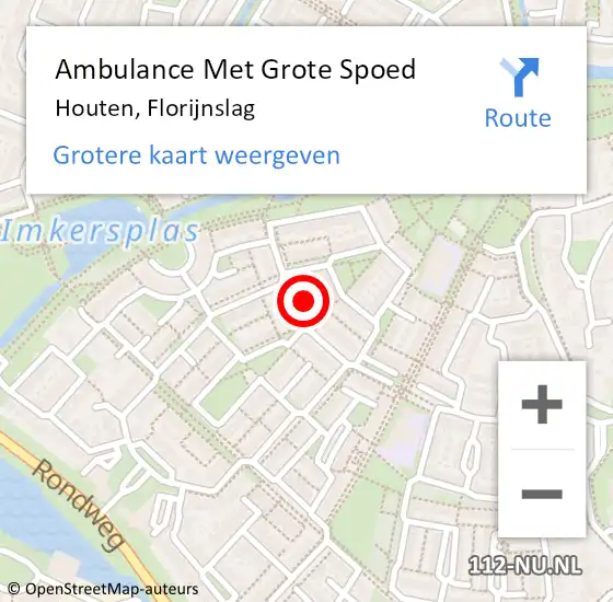 Locatie op kaart van de 112 melding: Ambulance Met Grote Spoed Naar Houten, Florijnslag op 28 mei 2018 00:49