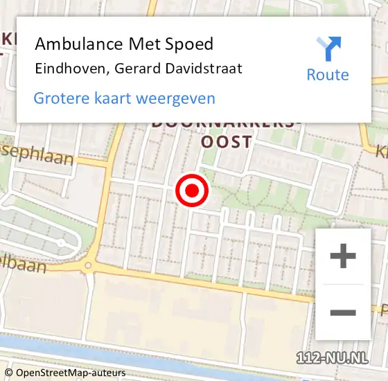 Locatie op kaart van de 112 melding: Ambulance Met Spoed Naar Eindhoven, Gerard Davidstraat op 28 mei 2018 00:58