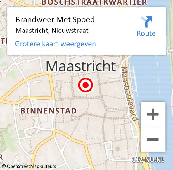 Locatie op kaart van de 112 melding: Brandweer Met Spoed Naar Maastricht, Nieuwstraat op 28 mei 2018 01:11