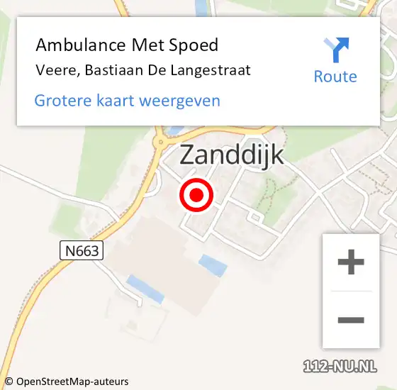 Locatie op kaart van de 112 melding: Ambulance Met Spoed Naar Veere, Bastiaan De Langestraat op 28 mei 2018 01:13