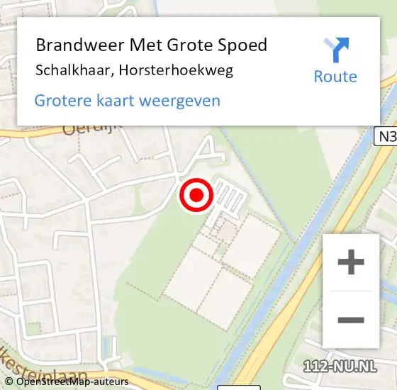 Locatie op kaart van de 112 melding: Brandweer Met Grote Spoed Naar Schalkhaar, Horsterhoekweg op 28 mei 2018 01:34