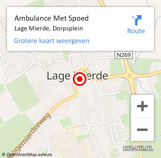 Locatie op kaart van de 112 melding: Ambulance Met Spoed Naar Lage Mierde, Dorpsplein op 28 mei 2018 03:00