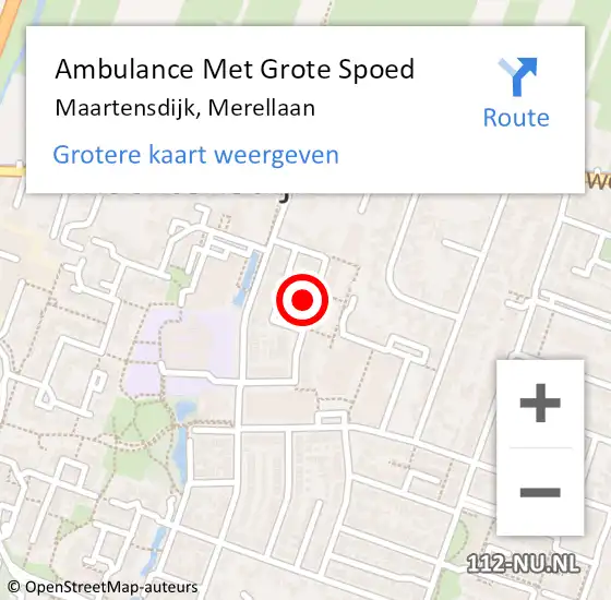 Locatie op kaart van de 112 melding: Ambulance Met Grote Spoed Naar Maartensdijk, Merellaan op 28 mei 2018 04:18