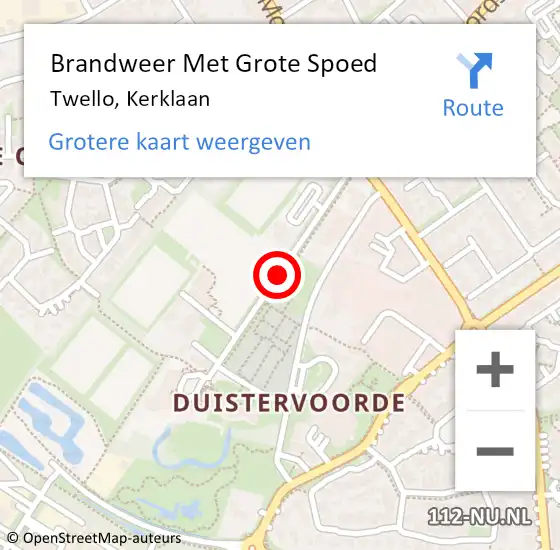 Locatie op kaart van de 112 melding: Brandweer Met Grote Spoed Naar Twello, Kerklaan op 28 mei 2018 04:32