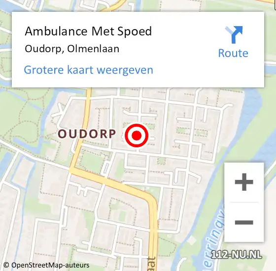 Locatie op kaart van de 112 melding: Ambulance Met Spoed Naar Oudorp, Olmenlaan op 28 mei 2018 04:40