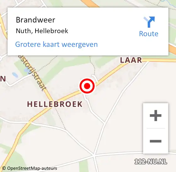 Locatie op kaart van de 112 melding: Brandweer Nuth, Hellebroek op 25 februari 2014 21:34