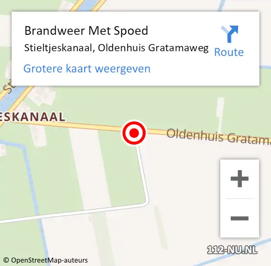 Locatie op kaart van de 112 melding: Brandweer Met Spoed Naar Stieltjeskanaal, Oldenhuis Gratamaweg op 28 mei 2018 06:30