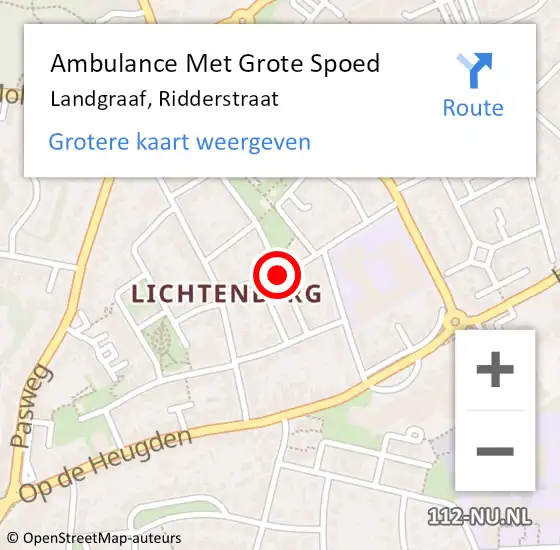 Locatie op kaart van de 112 melding: Ambulance Met Grote Spoed Naar Landgraaf, Ridderstraat op 28 mei 2018 07:07