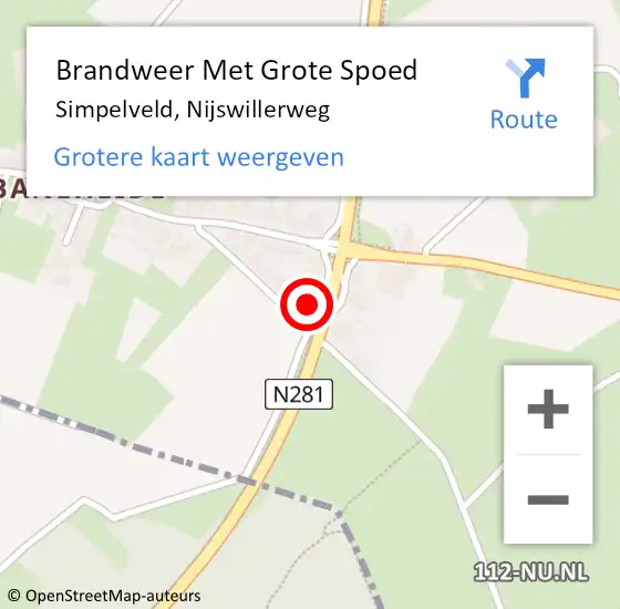 Locatie op kaart van de 112 melding: Brandweer Met Grote Spoed Naar Simpelveld, Nijswillerweg op 28 mei 2018 07:26