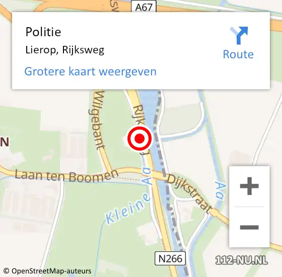 Locatie op kaart van de 112 melding: Politie Lierop, Rijksweg op 28 mei 2018 07:55