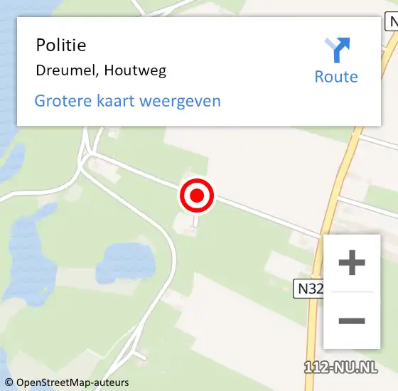 Locatie op kaart van de 112 melding: Politie Dreumel, Houtweg op 28 mei 2018 08:12