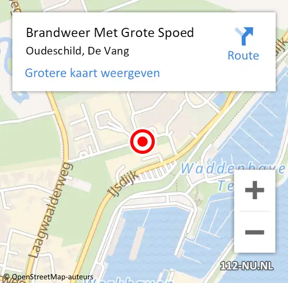 Locatie op kaart van de 112 melding: Brandweer Met Grote Spoed Naar Oudeschild, De Vang op 28 mei 2018 08:21