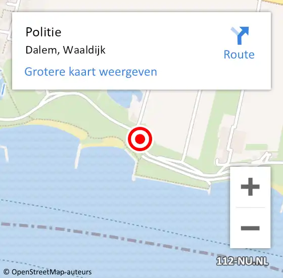 Locatie op kaart van de 112 melding: Politie Dalem, Waaldijk op 25 februari 2014 21:53