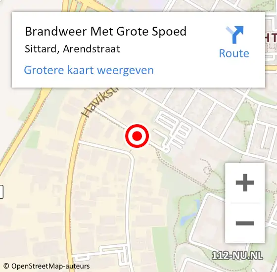 Locatie op kaart van de 112 melding: Brandweer Met Grote Spoed Naar Sittard, Arendstraat op 28 mei 2018 09:09