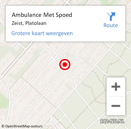 Locatie op kaart van de 112 melding: Ambulance Met Spoed Naar Zeist, Platolaan op 28 mei 2018 09:31