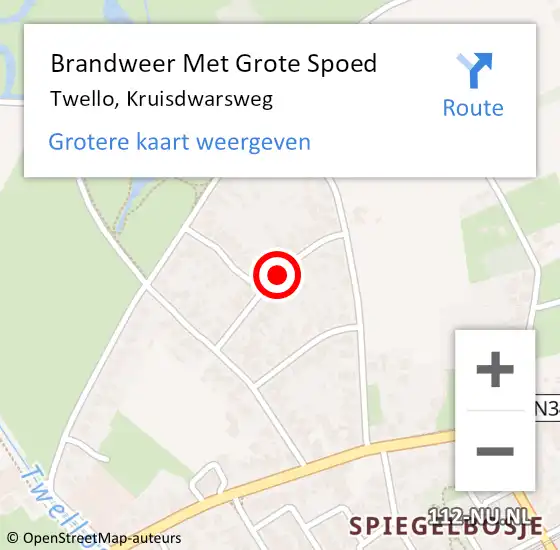 Locatie op kaart van de 112 melding: Brandweer Met Grote Spoed Naar Twello, Kruisdwarsweg op 28 mei 2018 09:39