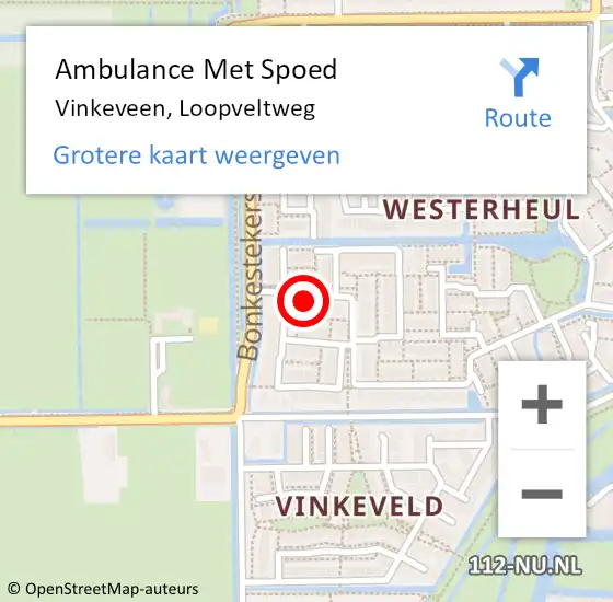 Locatie op kaart van de 112 melding: Ambulance Met Spoed Naar Vinkeveen, Loopveltweg op 28 mei 2018 09:45