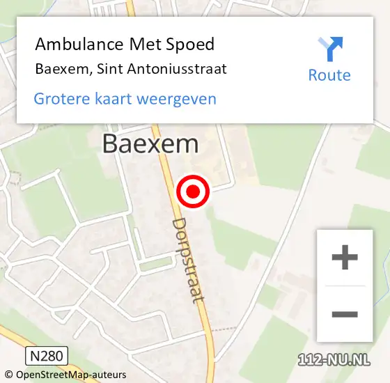 Locatie op kaart van de 112 melding: Ambulance Met Spoed Naar Baexem, Sint Antoniusstraat op 28 mei 2018 10:35