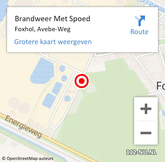 Locatie op kaart van de 112 melding: Brandweer Met Spoed Naar Foxhol, Avebe-Weg op 28 mei 2018 12:20