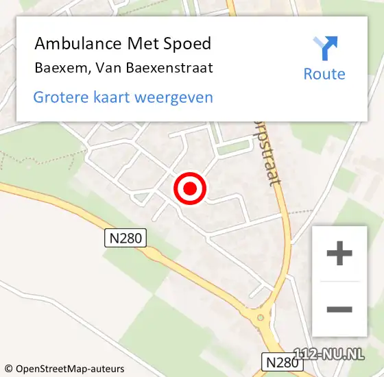 Locatie op kaart van de 112 melding: Ambulance Met Spoed Naar Baexem, Van Baexenstraat op 28 mei 2018 12:32