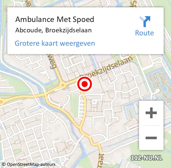 Locatie op kaart van de 112 melding: Ambulance Met Spoed Naar Abcoude, Broekzijdselaan op 28 mei 2018 12:33