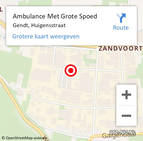 Locatie op kaart van de 112 melding: Ambulance Met Grote Spoed Naar Gendt, Huigensstraat op 28 mei 2018 12:44