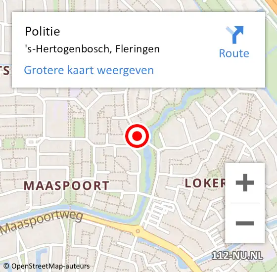 Locatie op kaart van de 112 melding: Politie 's-Hertogenbosch, Fleringen op 28 mei 2018 13:11