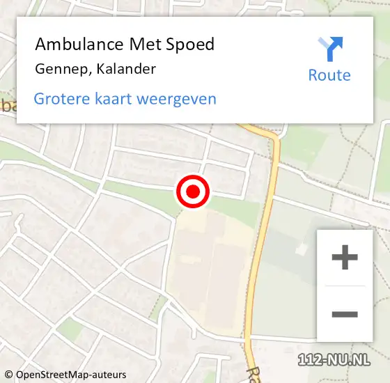 Locatie op kaart van de 112 melding: Ambulance Met Spoed Naar Gennep, Kalander op 25 februari 2014 22:56