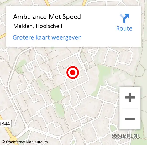 Locatie op kaart van de 112 melding: Ambulance Met Spoed Naar Malden, Hooischelf op 28 mei 2018 13:24