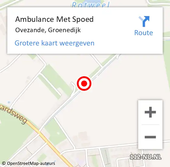 Locatie op kaart van de 112 melding: Ambulance Met Spoed Naar Ovezande, Groenedijk op 28 mei 2018 13:41