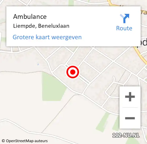 Locatie op kaart van de 112 melding: Ambulance Liempde, Beneluxlaan op 28 mei 2018 14:01