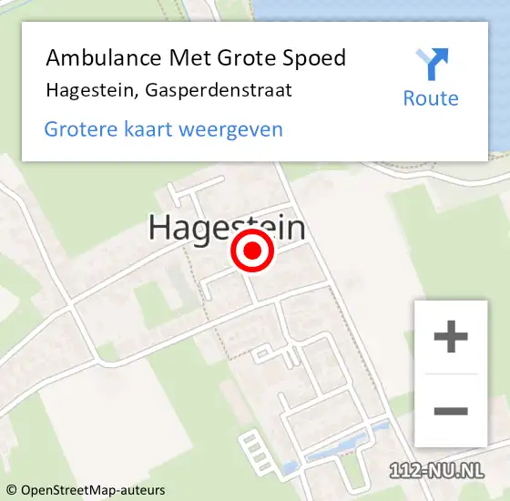 Locatie op kaart van de 112 melding: Ambulance Met Grote Spoed Naar Hagestein, Gasperdenstraat op 25 februari 2014 23:05