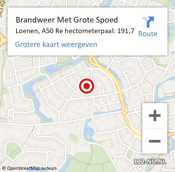 Locatie op kaart van de 112 melding: Brandweer Met Grote Spoed Naar Loenen, A50 Re hectometerpaal: 191,7 op 28 mei 2018 14:20