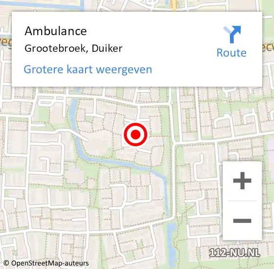 Locatie op kaart van de 112 melding: Ambulance Grootebroek, Duiker op 28 mei 2018 14:27