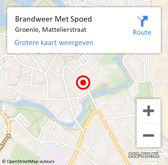 Locatie op kaart van de 112 melding: Brandweer Met Spoed Naar Groenlo, Mattelierstraat op 28 mei 2018 14:34