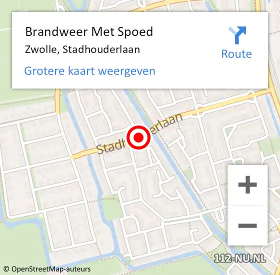 Locatie op kaart van de 112 melding: Brandweer Met Spoed Naar Zwolle, Stadhouderlaan op 28 mei 2018 14:57