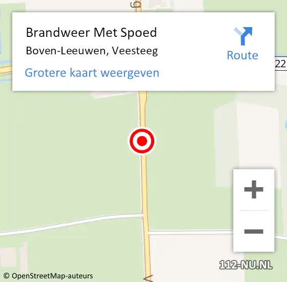 Locatie op kaart van de 112 melding: Brandweer Met Spoed Naar Boven-Leeuwen, Veesteeg op 28 mei 2018 15:11