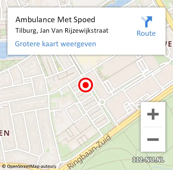 Locatie op kaart van de 112 melding: Ambulance Met Spoed Naar Tilburg, Jan Van Rijzewijkstraat op 28 mei 2018 15:16