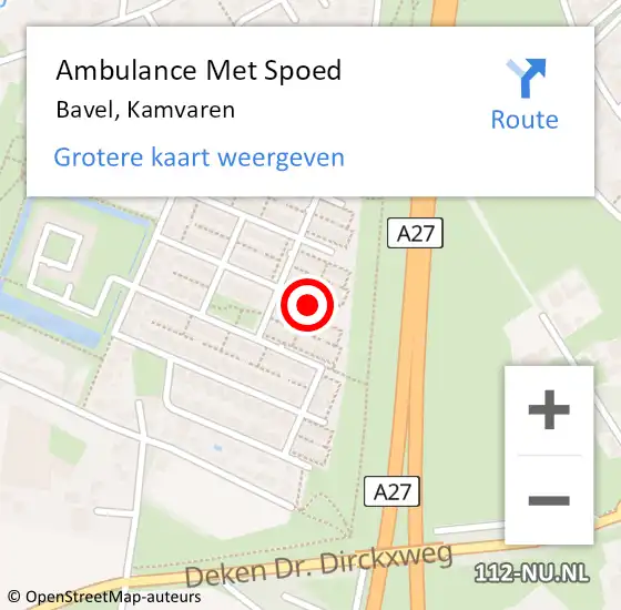 Locatie op kaart van de 112 melding: Ambulance Met Spoed Naar Bavel, Kamvaren op 28 mei 2018 16:20