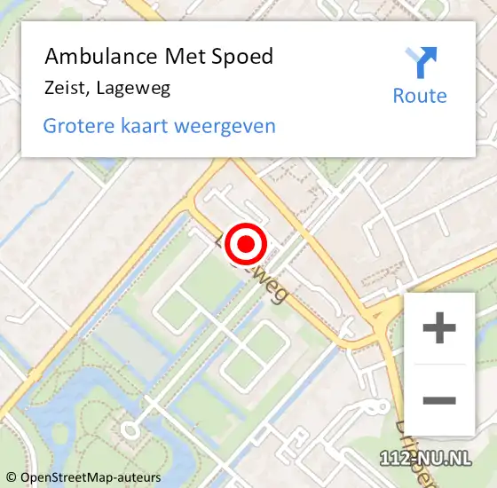 Locatie op kaart van de 112 melding: Ambulance Met Spoed Naar Zeist, Lageweg op 28 mei 2018 16:29