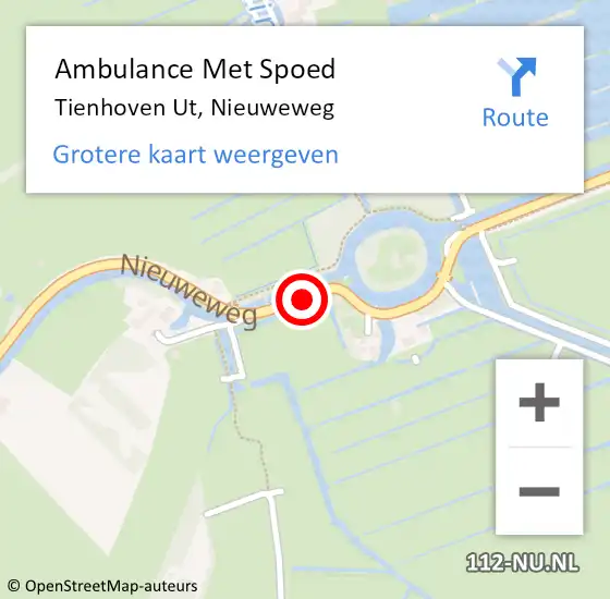 Locatie op kaart van de 112 melding: Ambulance Met Spoed Naar Tienhoven Ut, Nieuweweg op 28 mei 2018 16:50