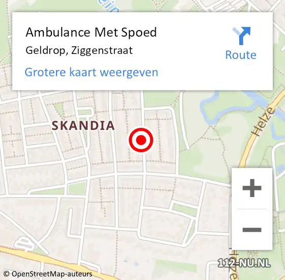 Locatie op kaart van de 112 melding: Ambulance Met Spoed Naar Geldrop, Ziggenstraat op 28 mei 2018 17:21