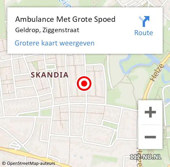 Locatie op kaart van de 112 melding: Ambulance Met Grote Spoed Naar Geldrop, Ziggenstraat op 28 mei 2018 17:22