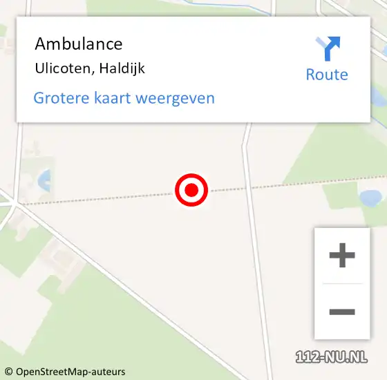 Locatie op kaart van de 112 melding: Ambulance Ulicoten, Haldijk op 28 mei 2018 17:24