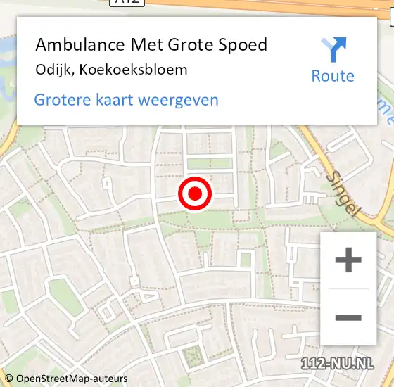 Locatie op kaart van de 112 melding: Ambulance Met Grote Spoed Naar Odijk, Koekoeksbloem op 28 mei 2018 17:32