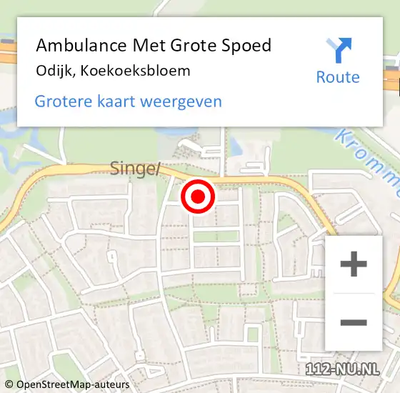 Locatie op kaart van de 112 melding: Ambulance Met Grote Spoed Naar Odijk, Koekoeksbloem op 28 mei 2018 17:32