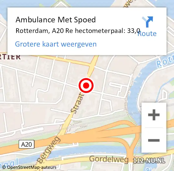 Locatie op kaart van de 112 melding: Ambulance Met Spoed Naar Rotterdam, A20 Re hectometerpaal: 32,0 op 28 mei 2018 17:43