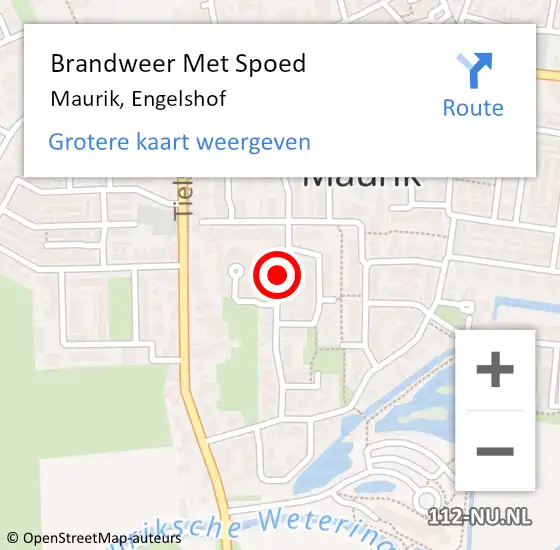 Locatie op kaart van de 112 melding: Brandweer Met Spoed Naar Maurik, Engelshof op 28 mei 2018 17:45