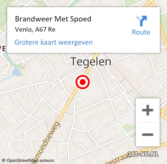 Locatie op kaart van de 112 melding: Brandweer Met Spoed Naar Venlo, A67 Re hectometerpaal: 69,3 op 28 mei 2018 18:02